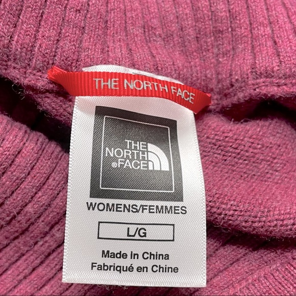 North Face Knit Button up Neck Turtleneck Sweater Burgundy Sz Large - Picture 10 of 10